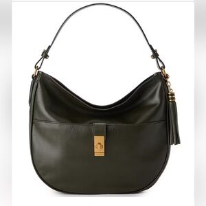 NWOT BRAHMIN Small KATHLEEN Olive Green (Wentworth Samba) Leather Hobo Bag